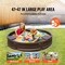 Kids Round Sandbox with Cover, 47.2" Outdoor Sand Pit with Seats and Bottom Liner